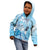 Aotearoa Maori Wahine Kid Hoodie Fantail Bird Blue Gold Marble