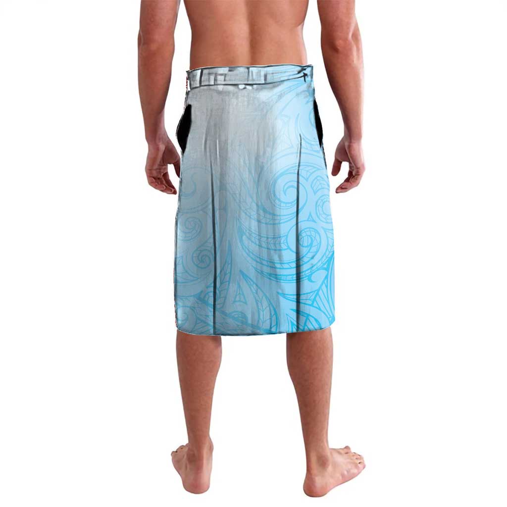 Aotearoa Maori Wahine Lavalava Fantail Bird Blue Gold Marble