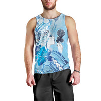 Aotearoa Maori Wahine Men Tank Top Fantail Bird Blue Gold Marble