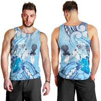 Aotearoa Maori Wahine Men Tank Top Fantail Bird Blue Gold Marble
