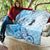 Aotearoa Maori Wahine Quilt Fantail Bird Blue Gold Marble