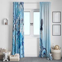 Aotearoa Maori Wahine Window Curtain Fantail Bird Blue Gold Marble