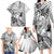 Aotearoa Maori Wahine Family Matching Long Sleeve Bodycon Dress and Hawaiian Shirt Fantail Bird Black Gold Marble