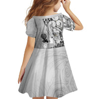 Aotearoa Maori Wahine Family Matching Mermaid Dress and Hawaiian Shirt Fantail Bird Black Gold Marble LT05 - Polynesian Pride