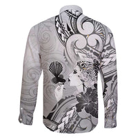 Aotearoa Maori Wahine Family Matching Mermaid Dress and Hawaiian Shirt Fantail Bird Black Gold Marble LT05 - Polynesian Pride