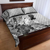 Aotearoa Maori Wahine Quilt Bed Set Fantail Bird Black Gold Marble