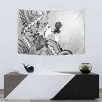 Aotearoa Maori Wahine Tapestry Fantail Bird Black Gold Marble