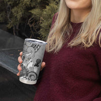 Aotearoa Maori Wahine Tumbler Cup Fantail Bird Black Gold Marble