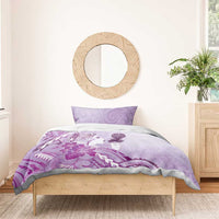 Aotearoa Maori Wahine Bedding Set Fantail Bird Purple Gold Marble