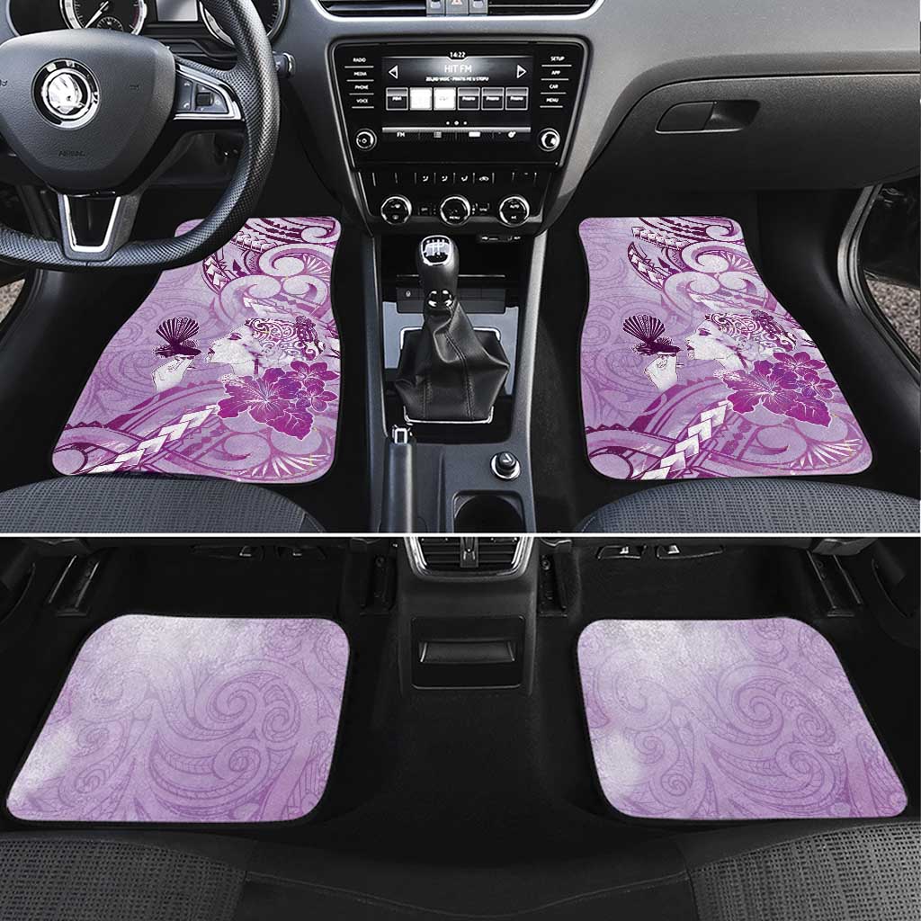 Aotearoa Maori Wahine Car Mats Fantail Bird Purple Gold Marble