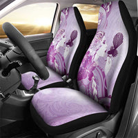 Aotearoa Maori Wahine Car Seat Cover Fantail Bird Purple Gold Marble