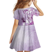 Aotearoa Maori Wahine Family Matching Mermaid Dress and Hawaiian Shirt Fantail Bird Purple Gold Marble LT05 - Polynesian Pride