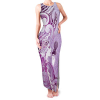 Aotearoa Maori Wahine Family Matching Tank Maxi Dress and Hawaiian Shirt Fantail Bird Purple Gold Marble LT05 Mom's Dress Purple - Polynesian Pride