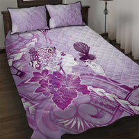 Aotearoa Maori Wahine Quilt Bed Set Fantail Bird Purple Gold Marble