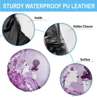 Aotearoa Maori Wahine Spare Tire Cover Fantail Bird Purple Gold Marble