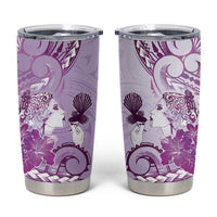 Aotearoa Maori Wahine Tumbler Cup Fantail Bird Purple Gold Marble LT05 Purple - Polynesian Pride