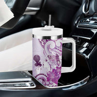 Aotearoa Maori Wahine Tumbler With Handle Fantail Bird Purple Gold Marble LT05 - Polynesian Pride