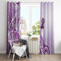 Aotearoa Maori Wahine Window Curtain Fantail Bird Purple Gold Marble