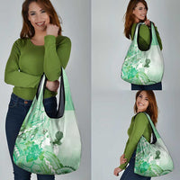 Aotearoa Maori Wahine Grocery Bag Fantail Bird Green Gold Marble LT05 - Polynesian Pride