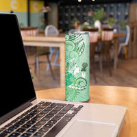 Aotearoa Maori Wahine Skinny Tumbler Fantail Bird Green Gold Marble LT05 - Polynesian Pride