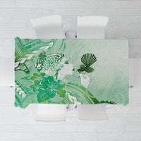 Aotearoa Maori Wahine Tablecloth Fantail Bird Green Gold Marble LT05 Green - Polynesian Pride