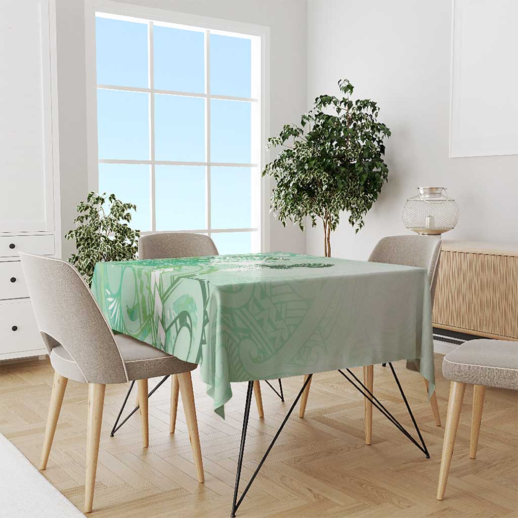 Aotearoa Maori Wahine Tablecloth Fantail Bird Green Gold Marble LT05 - Polynesian Pride