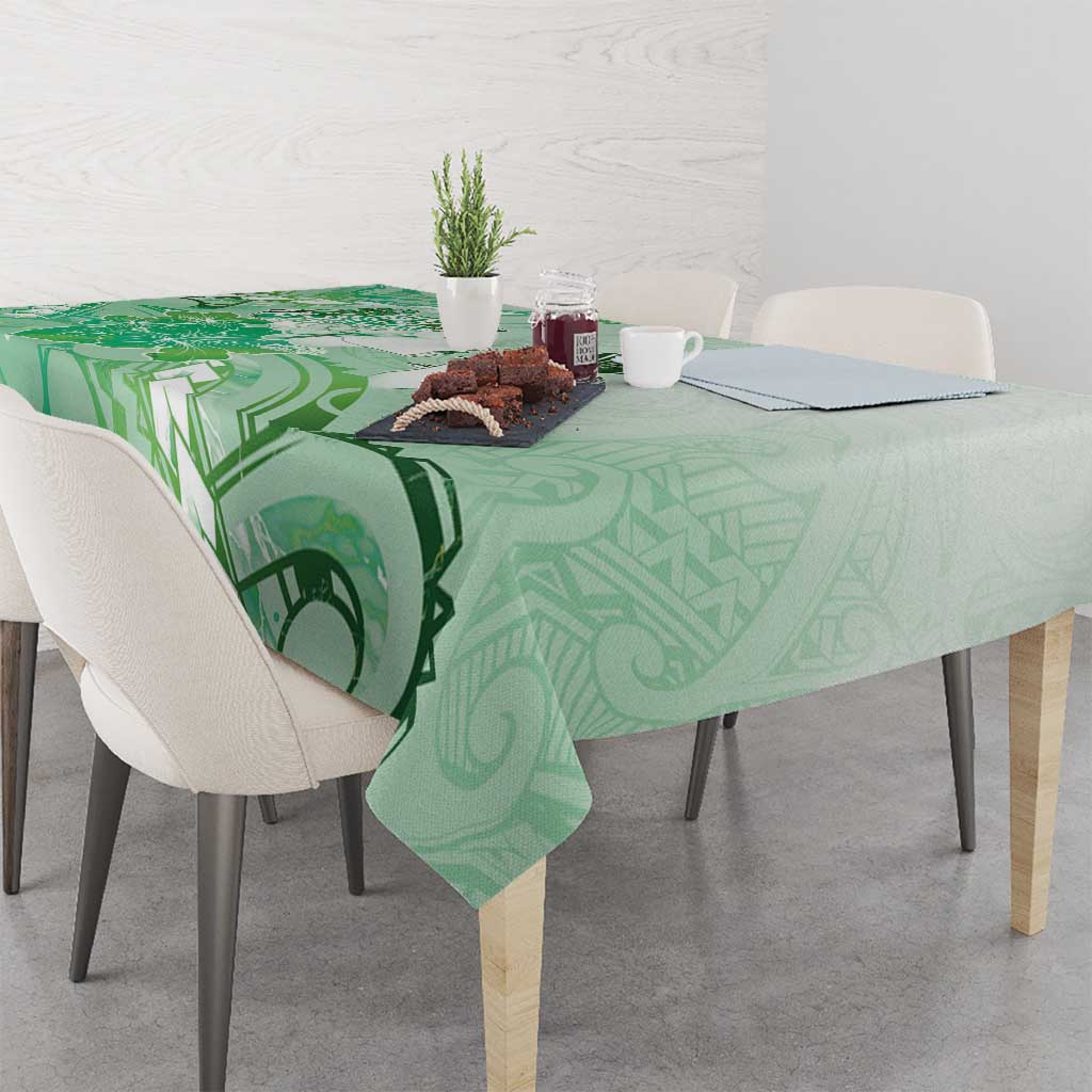 Aotearoa Maori Wahine Tablecloth Fantail Bird Green Gold Marble LT05 - Polynesian Pride
