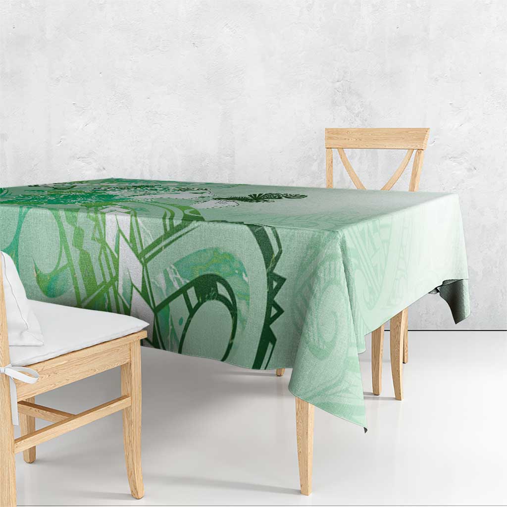 Aotearoa Maori Wahine Tablecloth Fantail Bird Green Gold Marble LT05 - Polynesian Pride