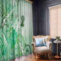 Aotearoa Maori Wahine Window Curtain Fantail Bird Green Gold Marble
