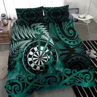 New Zealand Darts Bedding Set Maori Koru Dartboard Turquoise Flame