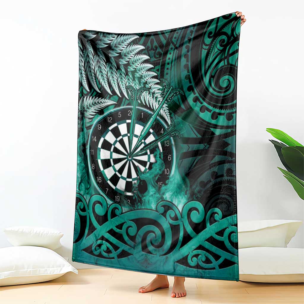 New Zealand Darts Blanket Maori Koru Dartboard Turquoise Flame