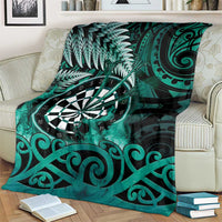 New Zealand Darts Blanket Maori Koru Dartboard Turquoise Flame