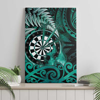 New Zealand Darts Canvas Wall Art Maori Koru Dartboard Turquoise Flame
