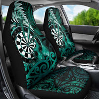 New Zealand Darts Car Seat Cover Maori Koru Dartboard Turquoise Flame