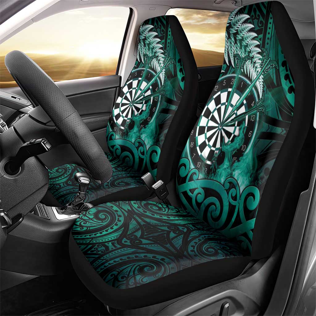New Zealand Darts Car Seat Cover Maori Koru Dartboard Turquoise Flame