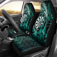 New Zealand Darts Car Seat Cover Maori Koru Dartboard Turquoise Flame