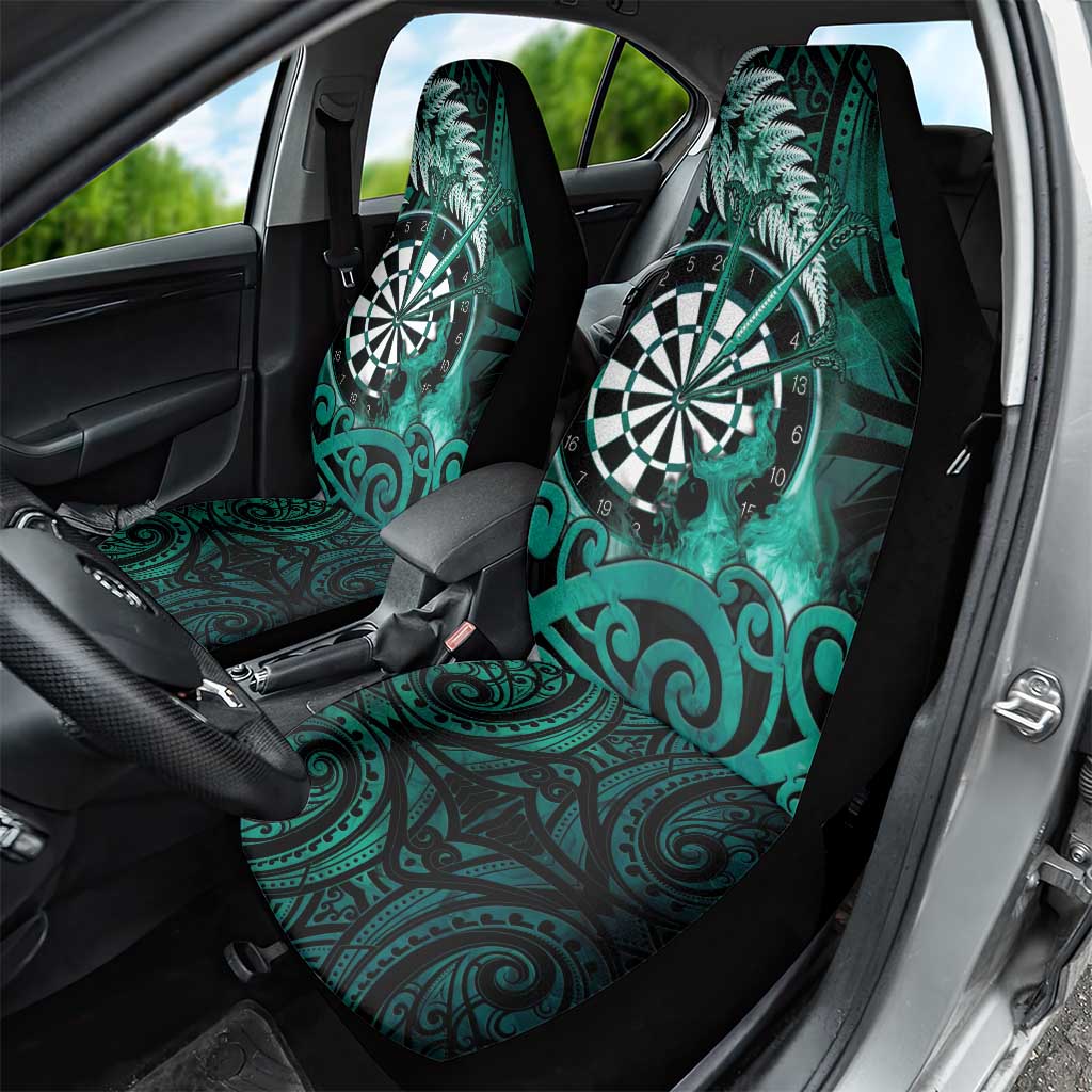 New Zealand Darts Car Seat Cover Maori Koru Dartboard Turquoise Flame