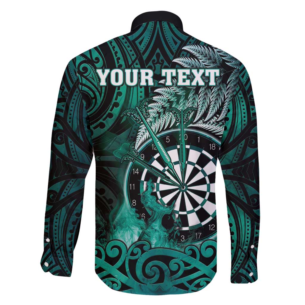 Personalised New Zealand Darts Family Matching Mermaid Dress and Hawaiian Shirt Maori Koru Dartboard Turquoise Flame LT05 - Polynesian Pride