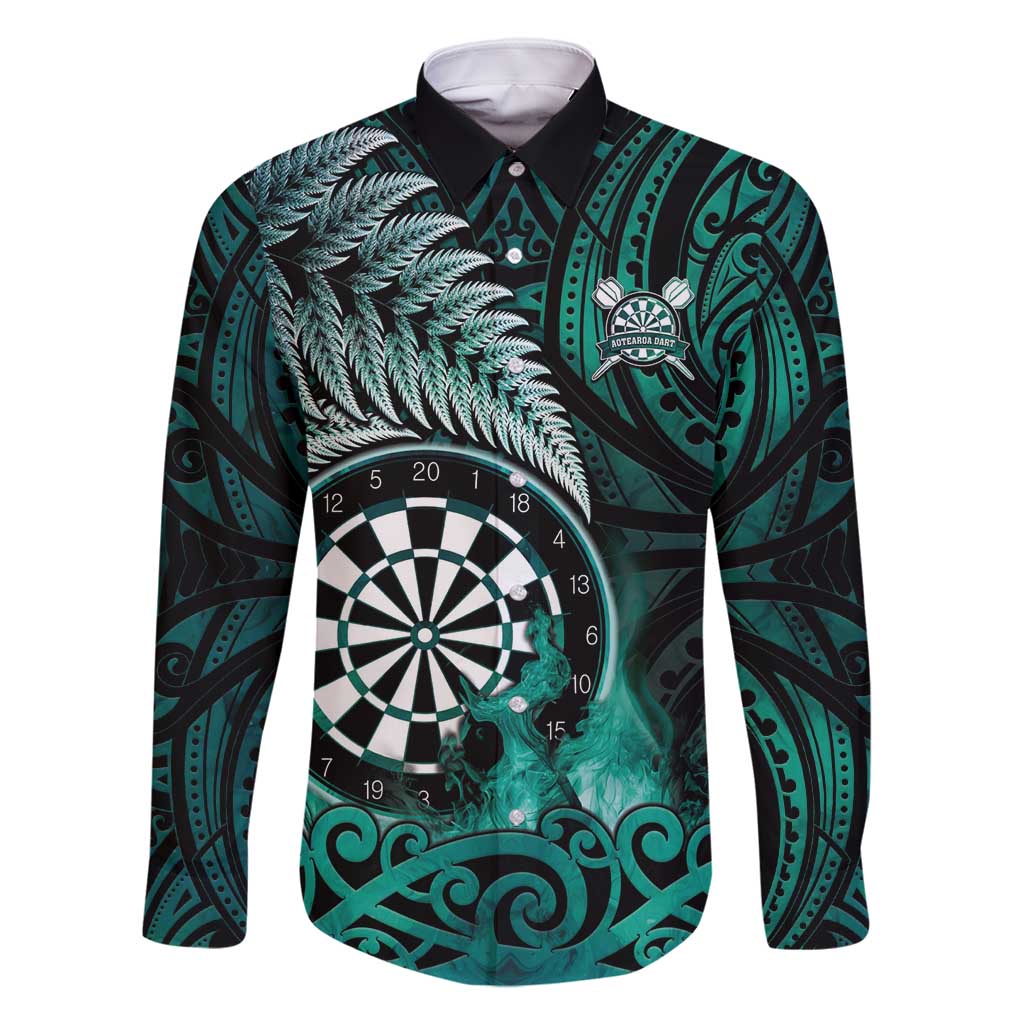 Personalised New Zealand Darts Family Matching Tank Maxi Dress and Hawaiian Shirt Maori Koru Dartboard Turquoise Flame