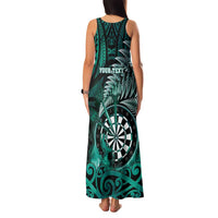 Personalised New Zealand Darts Family Matching Tank Maxi Dress and Hawaiian Shirt Maori Koru Dartboard Turquoise Flame