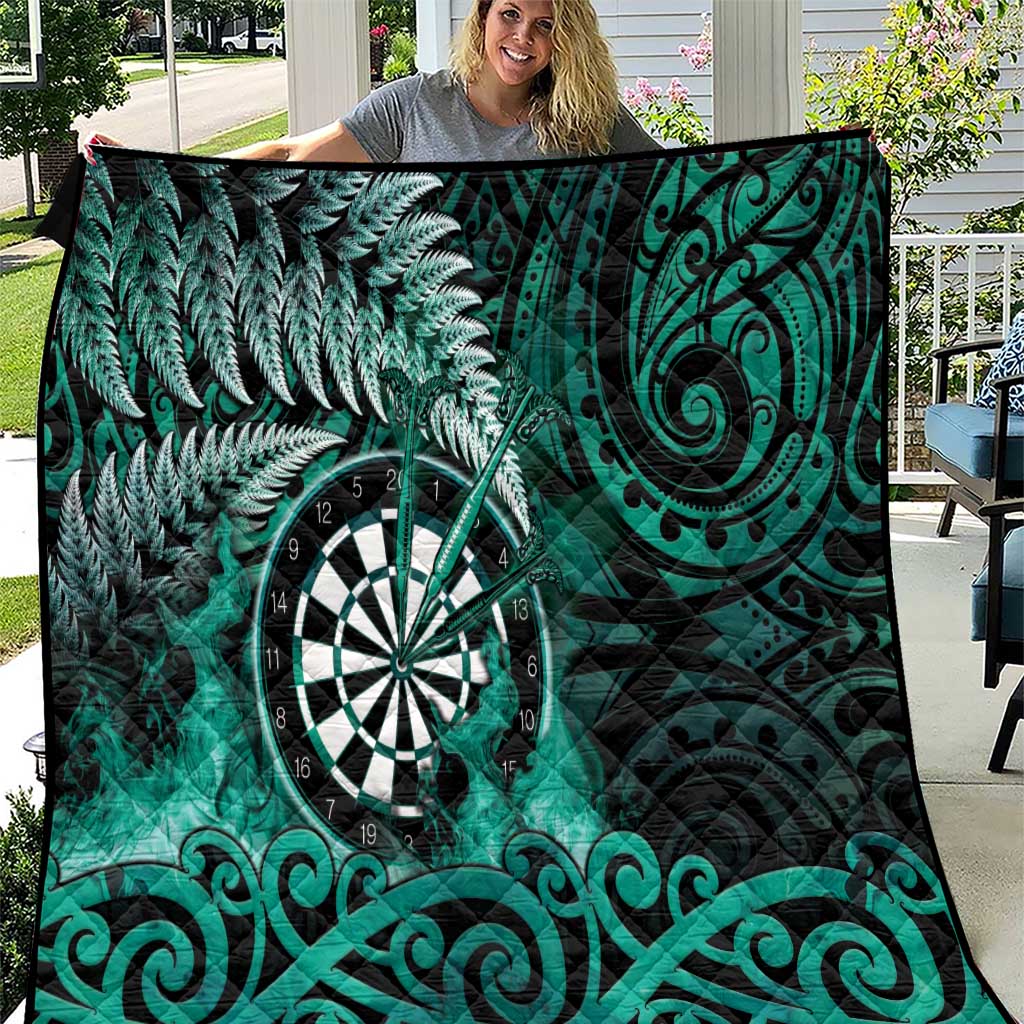 New Zealand Darts Quilt Maori Koru Dartboard Turquoise Flame