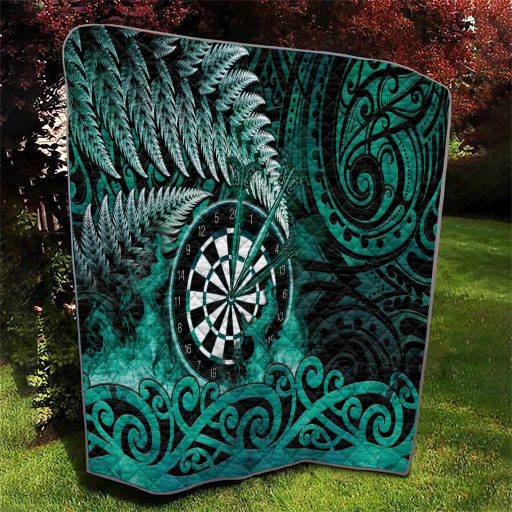 New Zealand Darts Quilt Maori Koru Dartboard Turquoise Flame