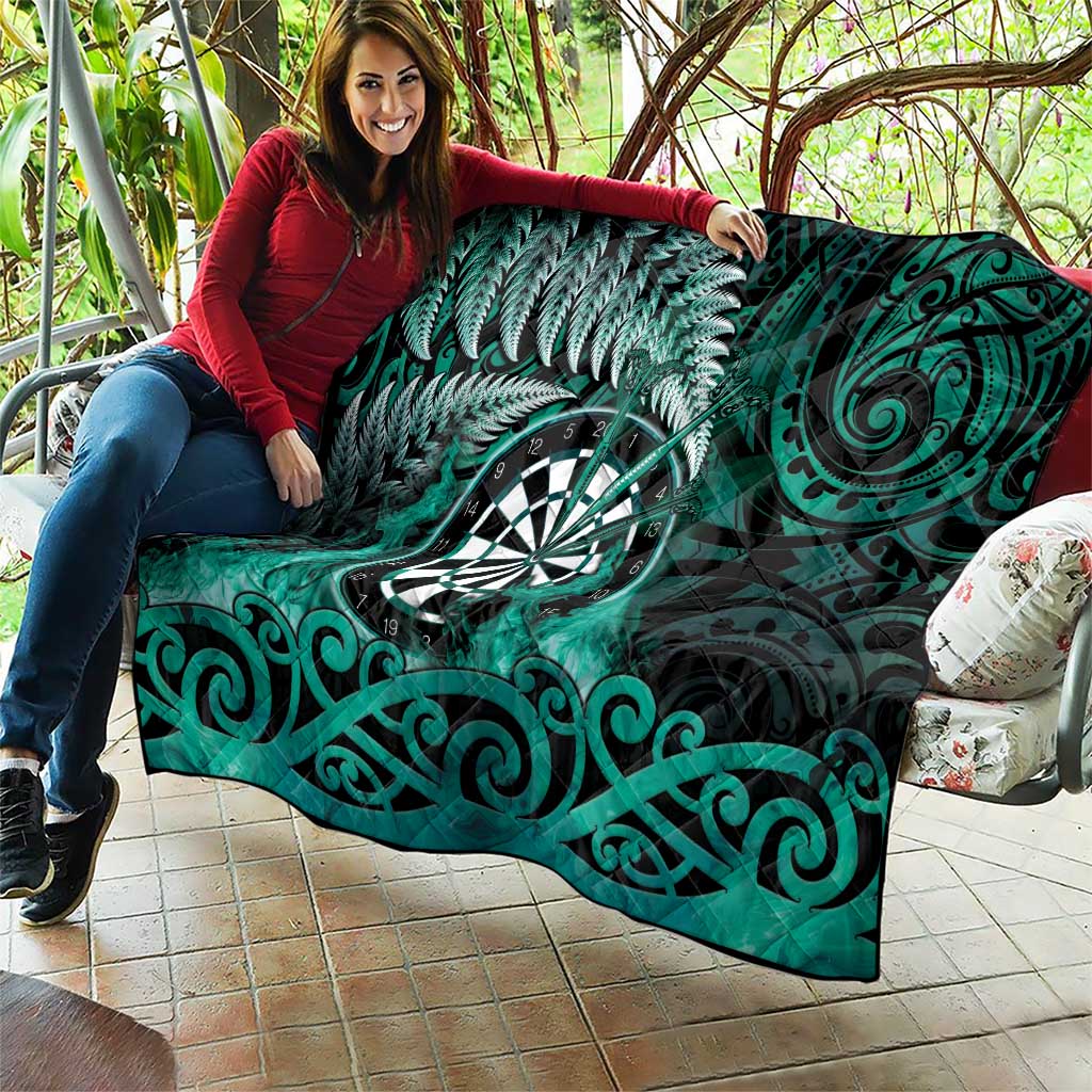 New Zealand Darts Quilt Maori Koru Dartboard Turquoise Flame