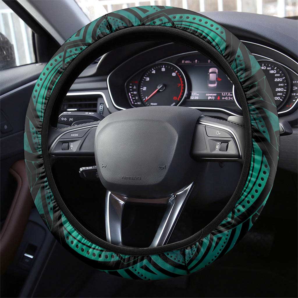 New Zealand Darts Steering Wheel Cover Maori Koru Dartboard Turquoise Flame