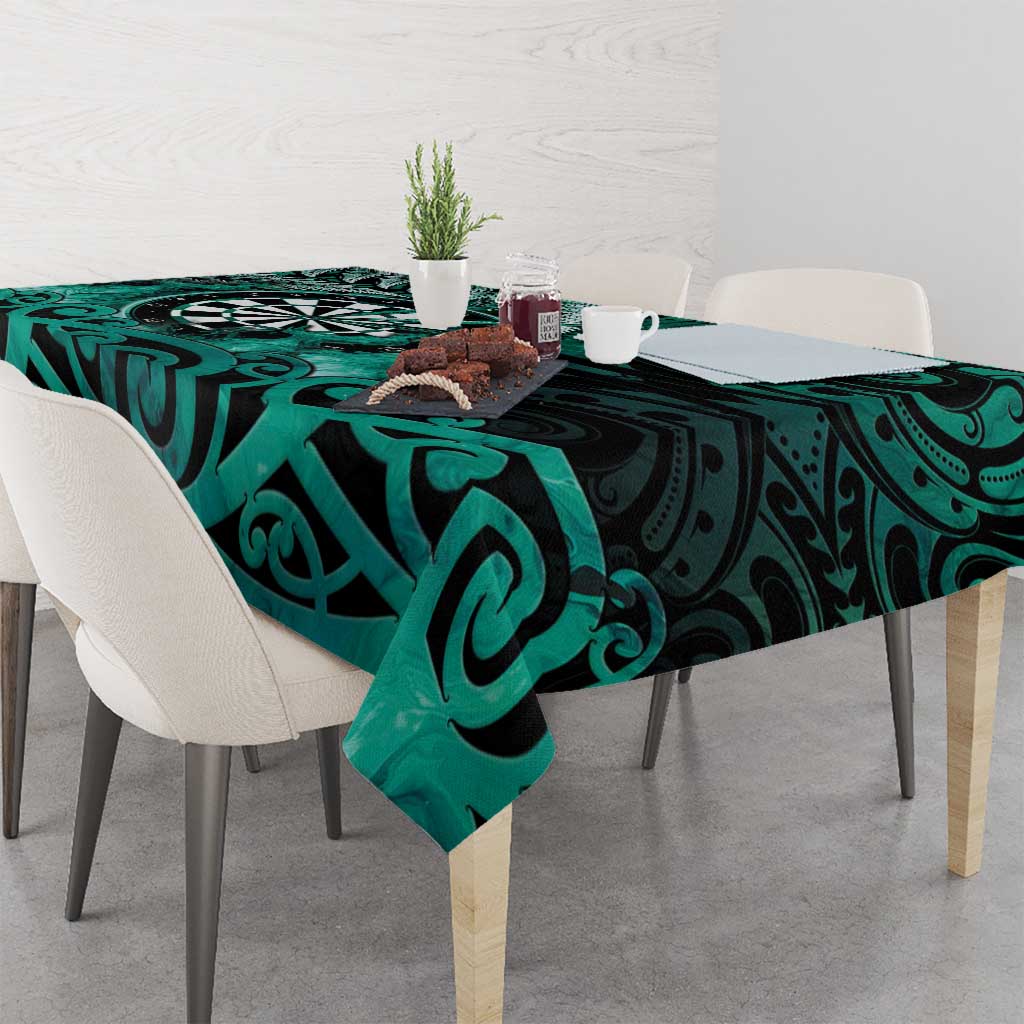 New Zealand Darts Tablecloth Maori Koru Dartboard Turquoise Flame