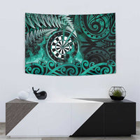 New Zealand Darts Tapestry Maori Koru Dartboard Turquoise Flame
