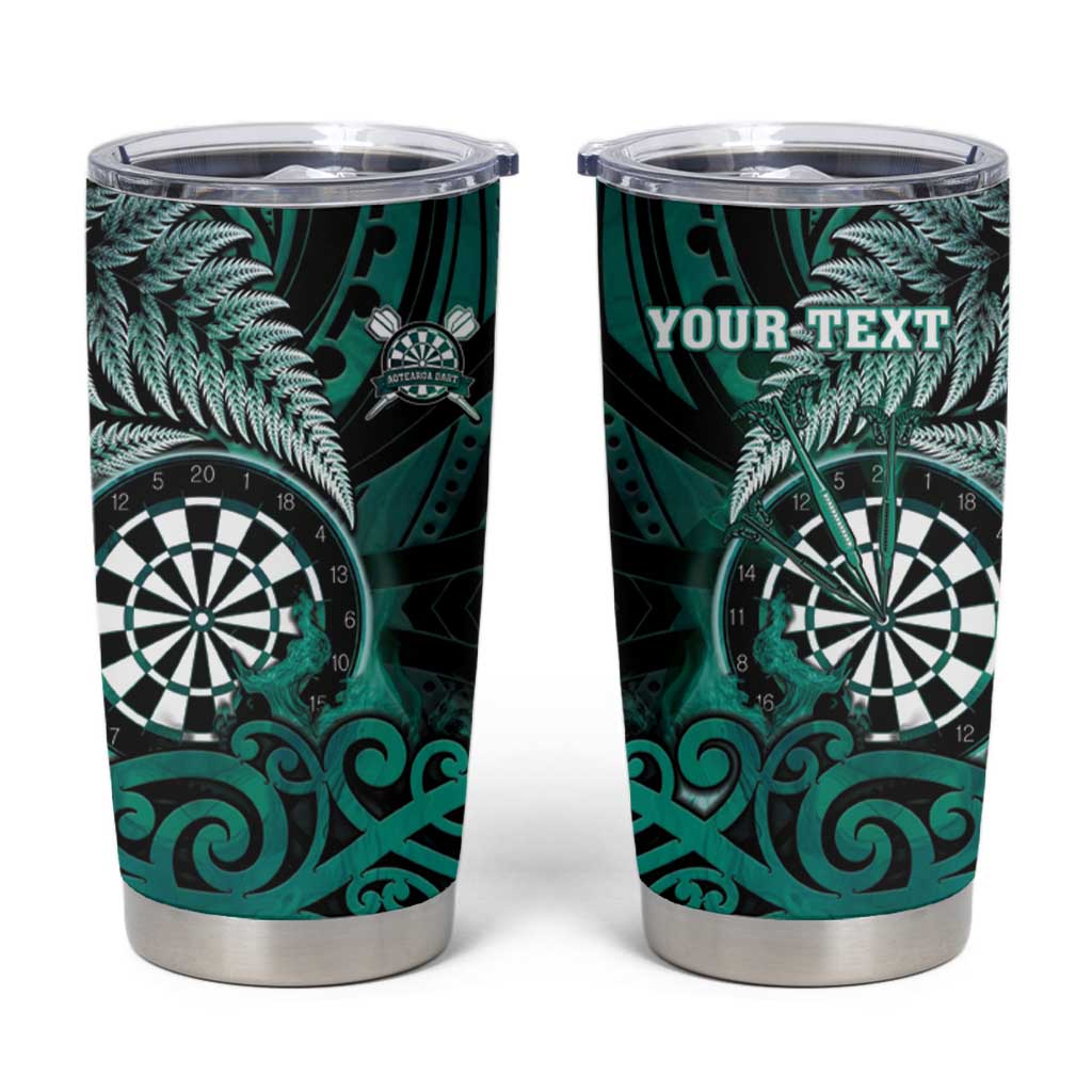 Personalised New Zealand Darts Tumbler Cup Maori Koru Dartboard Turquoise Flame LT05 Turquoise - Polynesian Pride