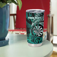 Personalised New Zealand Darts Tumbler Cup Maori Koru Dartboard Turquoise Flame LT05 - Polynesian Pride