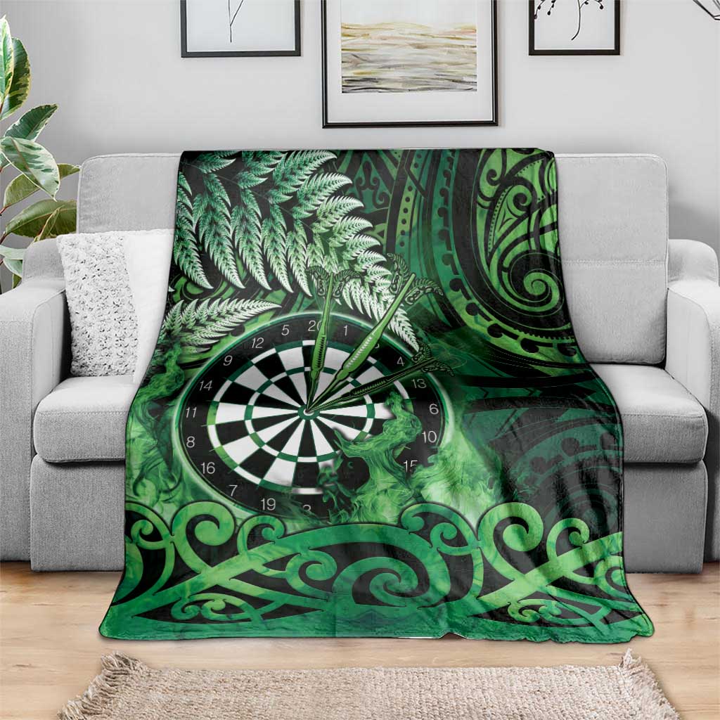 New Zealand Darts Blanket Maori Koru Dartboard Green Flame