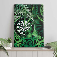 New Zealand Darts Canvas Wall Art Maori Koru Dartboard Green Flame